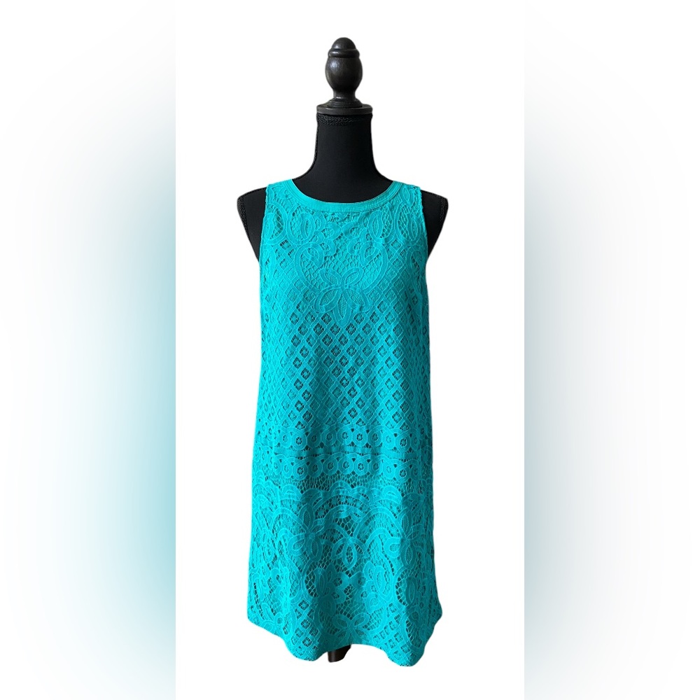 LOFT: Elegant Turquoise Lace Dress